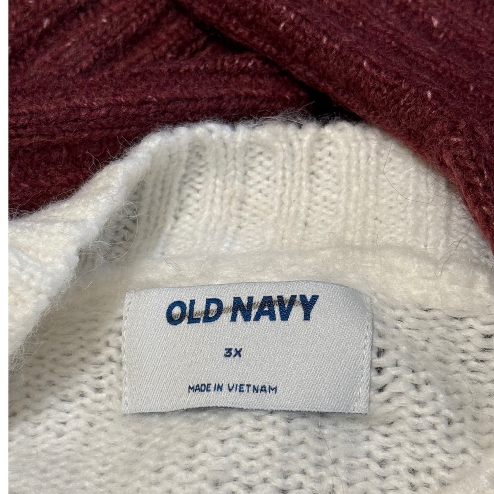 Old Navy Striped Multicolor Sweater 3X Cozy Knit Long Sleeve Crew Neck - Picture 3 of 4